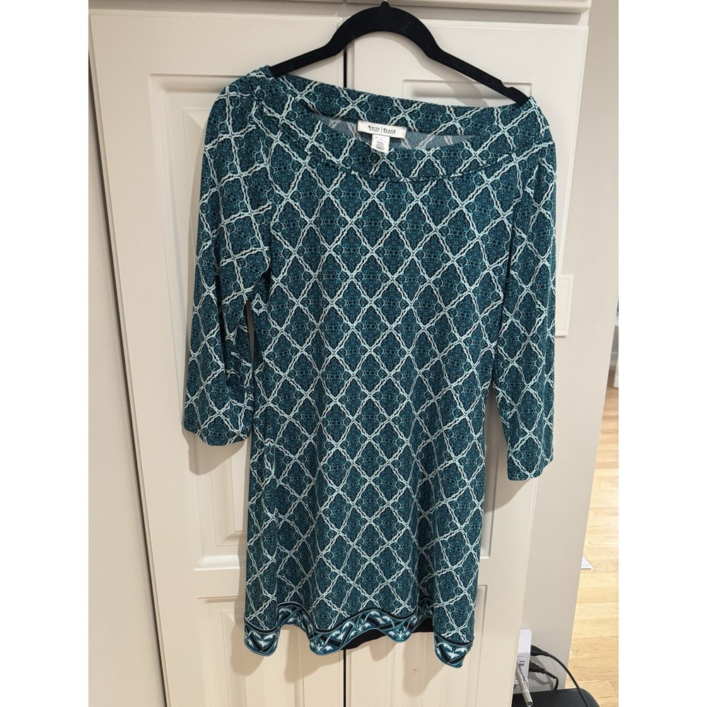 White House Black Market Multicolor Dress Womens Size Small 3/4 Sleeve Stretch